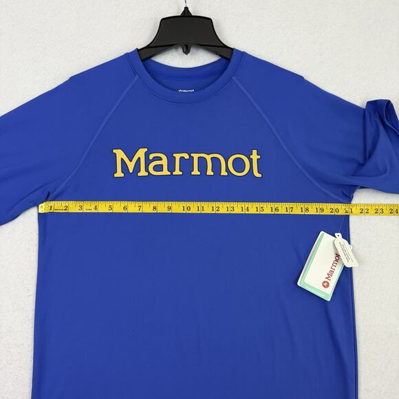 Marmot Wndrdg Graphic T-Shirt Men’s M Trail Blue Logo Outdoor Hiking Tee NWT - Picture 5 of 11